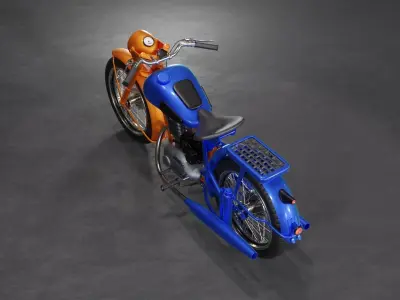 Bike-Motocycle orange and motorcycle 3D model