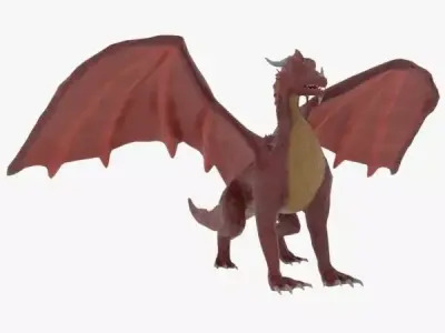Cartoony red dragon 3D model