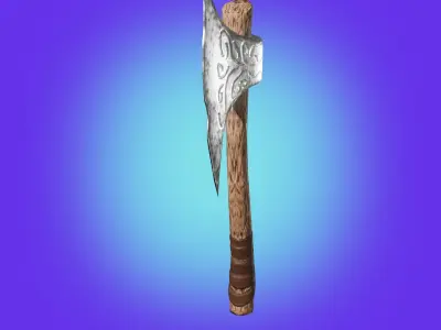 Viking Ax of Ancient times Weapon PBR low-poly game ready Free low-poly 3D model