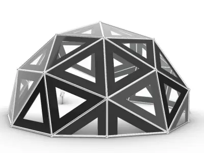 Geodesic Dome V1 Large with Frame and Panels and Entryway 3D model