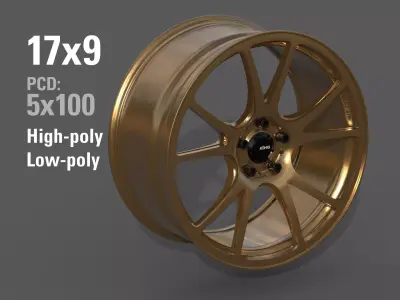 Konig Freeform 17x9 PCD 5x100 Rim Low-poly 3D model