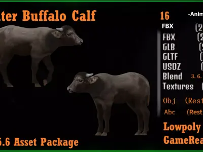 Water Buffalo Calf Low-poly 3D model