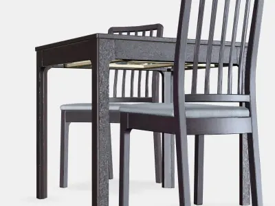 EKEDALEN - EKEDALEN table and 2 chairs Low-poly 3D model