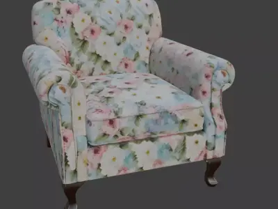 Floral Pastel Armchair 3D model