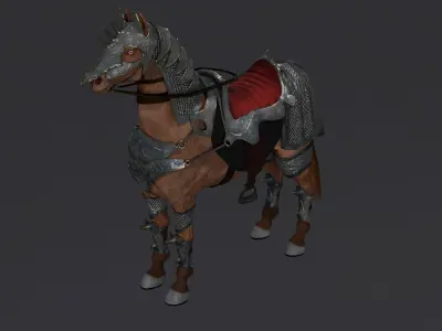 Medieval horse PBR Low-poly 3D model