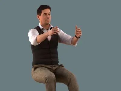 Low-poly set of 3D men driving a car Low-poly 3D model