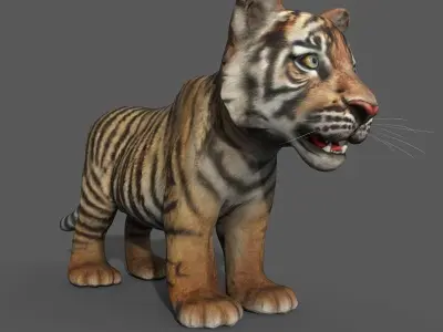 Tiger Cub Game Ready Low-poly 3D model