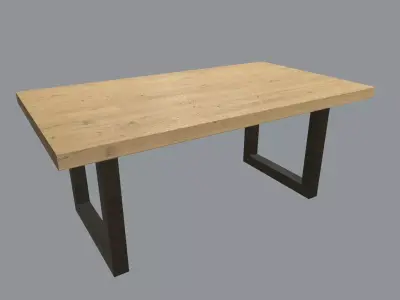 Table wood and steel dining 3D model