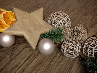 The wreath with dried oranges and spruce branches 3D model