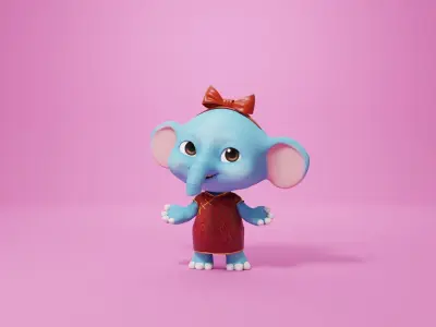 Cartoon Elephant 3d Model Rigged 3D model