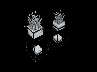 Decorative plants with gold stainless stand M 18 3D model