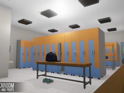 Cloackroom - interior and props Low-poly 3D model