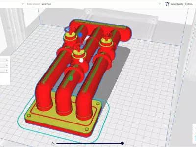 Sci-Fi Multi-Pipe System with Valves 3D print model