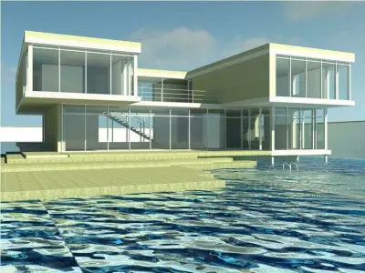 It is a small hotel and it can be used as a villa Low-poly 3D model