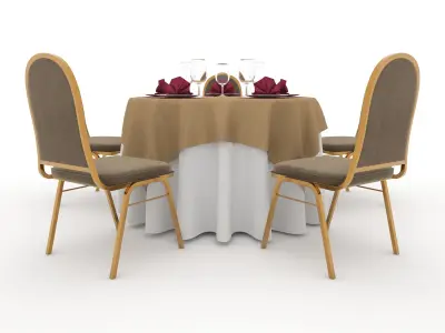 Banquet Table and Chair 15 3D model