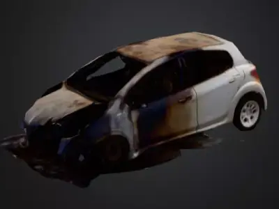 car burned to a crisp Low-poly 3D model