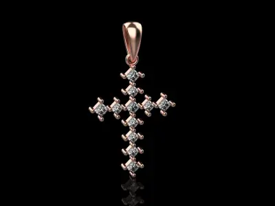 3d model Croses cross pendant with sapphires 3D print model