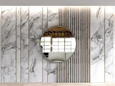 Marble panels with planks and mirror 3D model
