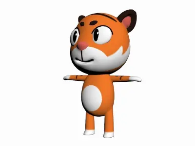 Cartoon Tiger Character Low-poly 3D model