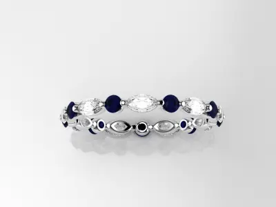 Marquise - Round Ring - Eternity Band 3D print model