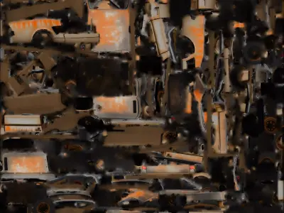 Classic Muscle Car Ruin 3D Model Abandoned Wasteland Prop Low-poly 3D model