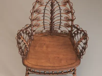Victorian Wicker Chair Parlor C1890 3D model