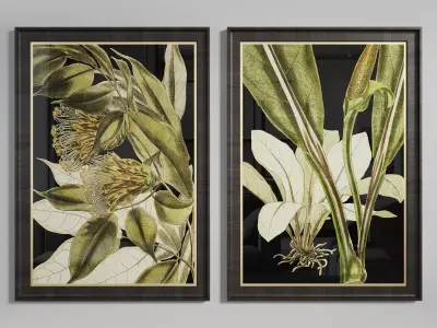 Tranquil Tropical Leaves Art Frame Low-poly 3D model