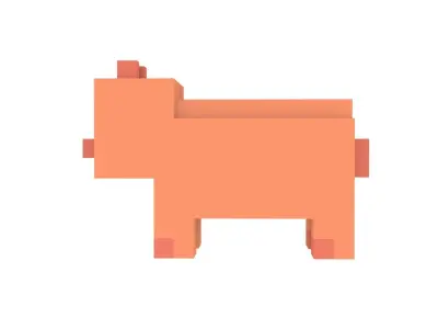 PIG VOXEL ANIMAL Low-poly 3D model