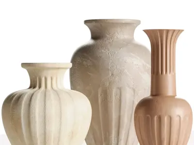 Cannelee Terracotta Vases 3D model