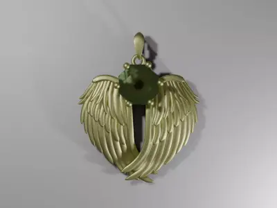 Golden Pendant with Gem Free 3D print model