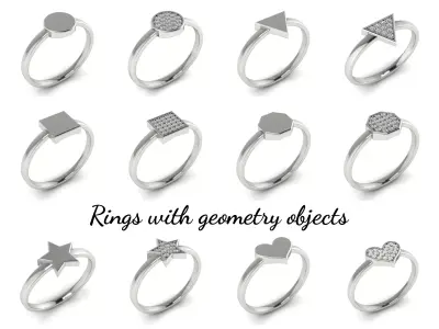 Collection 21 star ring in sterling silver 3D Model Pack