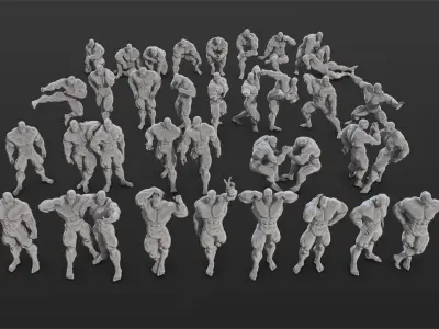 36 Bodybuilder Figure Printable Set-01 3D model
