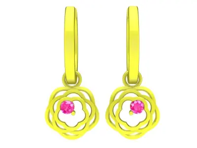 A6740 Diamond Rose Hoop Earrings 3D print model