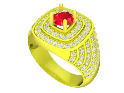 Luxury Multilayer Halo Gemstone Men Ring 3D Model 5061 3D print model