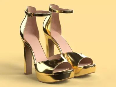 Unbranded Sandal 01 Women Platform Sandal Gold Low-poly 3D model