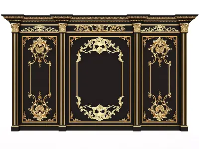 Boiserie Classic Panels and Decorative Crafts Wood 03 Low-poly 3D model