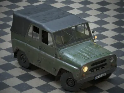 UAZ car PBR 4k 2k 1k 3d model Low-poly 3D model