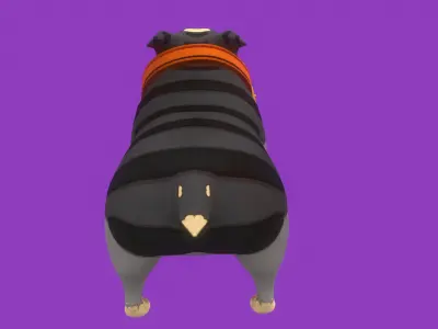 Stylized Striped Grey English Bulldog for Games and Animation Low-poly 3D model