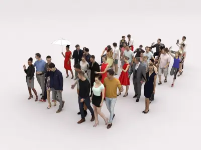 40x Crowds Scanned Casual 1a2 Elegant Cafe Sitting People Low-poly 3D model