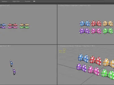 Six bow hair bands -  hairpins - head decoration Low-poly 3D model