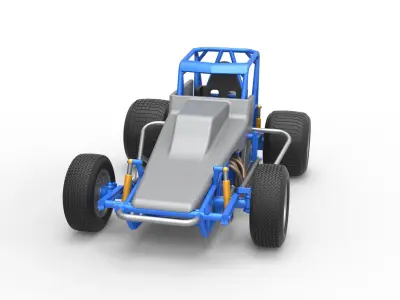 Vintage Sprint car Scale 1 to 25 3D print model