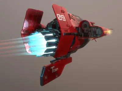 Sci-fi Racing Spaceship Low-poly 3D model
