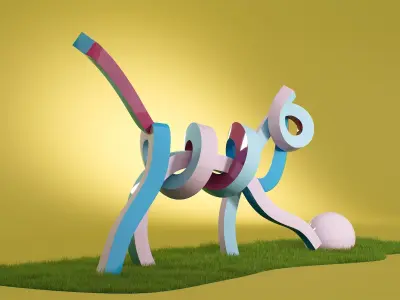 Cat With A Ball 2021 3D model