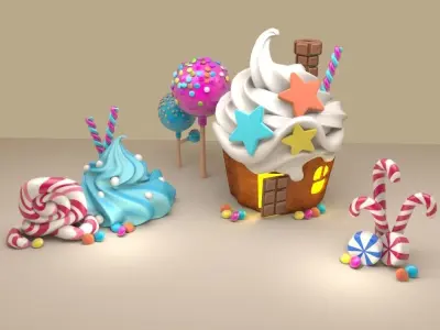 3d sweet cake house icecream sugar cute lovely  3D model