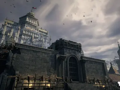 Black Fantasy Castle Environment Low-poly 3D model