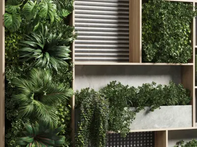 Vertical garden- wall decor shelves library closet or showcase Low-poly 3D model