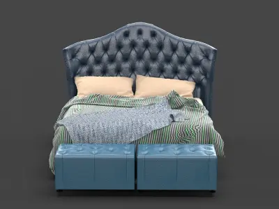 Tufted Luxury Bed 3D model