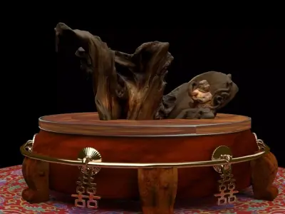 Chinese wood root carving sculpture  3D model