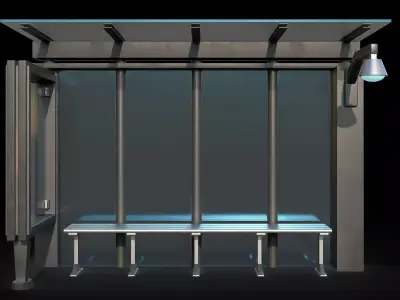 Game Ready Bus Stop 12 Low-poly 3D model