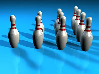 Bowling set ball and pins 3D model